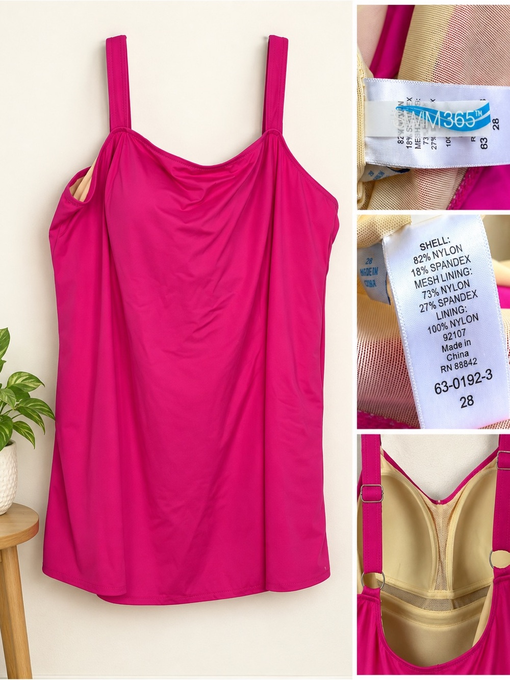 Swim 365 Plus Size 28 Pink Swim Dress One Piece Swimsuit Skirted